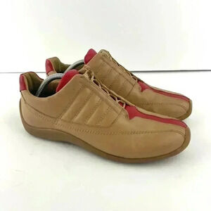 David Aaron Women's Tan Red Fashion Sneakers Lace up Sz 7.5 B